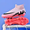 Zapatos de fútbol de caña alta transfronterizos de diseño asimétrico césped AG tacos largos hombres mujeres niños adolescentes estudiantes zapatos de entrenamiento al por mayor