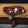 Pengsen Indio Lleno de Estrellas de Oro Material Viejo Brazaletes de Sándalo Rojo de Hoja Pequeña Cuentas de Rosario Wenwan Brazaletes para Mujeres y Hombres Joyería Hecha a Mano
