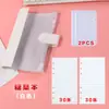 Funda para libro de hojas sueltas de cuero con costuras creativas en blanco y negro, PVC transparente, clip metálico de seis agujeros, cuaderno de estudiante, agenda manual
