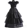 Vestido Lolita Oscuro Europeo y Americano Cosplay Familia Addams Miércoles Falda de Gasa Negra Vestido de Niña