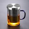 Vaso de vidrio para té de burbujas con filtro de acero inoxidable, taza para té de flores, vaso para beber, taza resistente al calor para separación de té, taza de tres piezas
