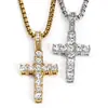 Marca de moda colar masculino cruz completo de diamantes estilo ins nicho luxo leve Hip Hop Street pingente de aço titânio atacado de fábrica