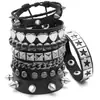 Set de 6 pulseras de cadena estilo punk europeas y americanas transfronterizas, pulseras personalizadas con forma de corazón para hombre