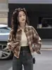 Camisa retro de cuadros rojos estilo americano cepillada para mujer, diseño primavera/otoño 2026, top holgado de manga larga, chaqueta corta