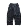 Yidao Vintage 2026 Otoño Nuevo Retro Americano Multi-Bolsillo Corte Holgado Cintura Elástica Trabajo con Cuchillo Curvo Jeans para Hombre