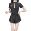 [Recuerdo de Niña] Traje de Baño Deportivo de Dos Piezas para Mujer, Aspecto Conservador Adelgazante, Cubre Vientre, Talla Grande, Nuevo Traje de Baño para Estudiante de Aguas Termales