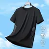 Comércio Exterior Seda de Gelo Verão Novo Fino Manga Curta Secagem Rápida Respirável Esportes Masculino Solto Casual Meia-Manga Camiseta Roupas Masculinas