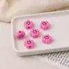 Cuentas de acrílico de color claro con diseño de flor de caricatura y cara sonriente, agujero recto, para cadena de teléfono DIY, colgante, accesorio pequeño, venta al por mayor