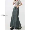 Saia Jeans Vintage Feminina Cintura Alta Verão plus size Emagrecedora para garotas cheinhas Formato Pera Saia Midi de Roda Saia Peixe