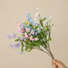 Buquê de Flores Artificiais Nome-Sem-Esquecer de 3 Hastes para Arranjo de Cena, Exibição Decorativa, Arte Floral, Paisagismo de Alto Padrão, Flor Artificial Lilás