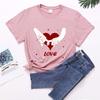 Camiseta de gran tamaño para el Día de San Valentín, para hombre y mujer, de manga corta, con estampado de pareja de la mano LOVE LOVE, para verano