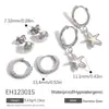 Pendientes Transfronterizos de Acero Inoxidable Estilo Marino Juego de Tres Piezas Estrella de Mar Concha Incrustada con Diamantes Círculo Clásico Pendientes Chapados en Oro Real de 18K