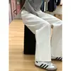 Calça Jeans Branca Reta para Mulheres com Corpo em Formato de Pera, Novo Estilo de Primavera, Tamanho Plus, Modelagem Solta, Calça de Perna Larga Estreita Emagrecedora