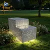 Banco de concreto translúcido em bloco de escada para playground infantil, banco personalizado de combinação de paisagismo de cimento luminoso UHPC