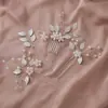 Tiaras de Novia Peine de Perlas y Pedrería Accesorios para el Cabello Hechos a Mano Europeos y Americanos Peine para el Cabello Incrustado con Cristal Accesorios de Boda Joyería