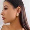 Pendientes de nicho estilo océano con concha de metal, joyería transfronteriza europea y americana, pendientes de rayas estilo frío versátiles retro para mujer