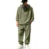 Conjunto de moletom com capuz e calça jogger de linho respirável, casual, versátil, moda masculina, pronto para envio transfronteiriço da fábrica
