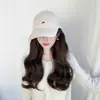 Chapéu peruca peça única feminina cabelo longo moda novo versátil boné de beisebol cabelo humano artificial peruca não removível cobertura total da cabeça