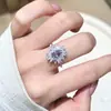 Anillo Brillante de Girasol con Amatista Natural, Completamente Diamantado y con Topacio para Mujer, Diseño en Capas Vintage de Lujo Ligero, Anillo de Nicho