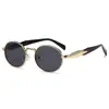Óculos de Sol Femininos Elegantes com Armação Oval de Metal, High-End, Estilo Retrô, Emagrecimento Facial, Proteção UV, Óculos de Sol para Proteger do Sol no Estilo de Rua