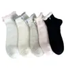 Meias Femininas de Verão Finas, Malha Respirável, Anti-Odor, Absorventes de Suor, Estilo Japonês Fofo Fresco Renda Menina Meias de Cano Médio