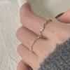 Anillo de Diamante Cuadrado con Cadena Estilo Coreano para Mujer Diseño Nicho Combinado Sensación de Alta Gama Anillo Elegante Personalizado Simple Anillo de Dedo Moda
