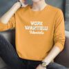 Camiseta masculina de algodão puro, manga comprida, gola redonda, estilo americano, camisa de base de algodão puro, roupa interna de outono e inverno, camiseta com estampa de letras