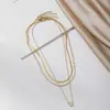 Collar multicapa más vendido en Europa y América, moderno collar de cadena gruesa de hueso de serpiente plano ovalado con circonita, collar de clavícula de 3 capas