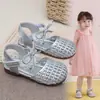 Zapatos casuales transpirables huecos trenzados con punta cerrada, zapatos de princesa de suela suave para niñas, zapatos casuales de verano 2026