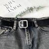 Cinturón de piel de vaca para mujer, cinturón decorativo estilo ins para jeans, cinturón negro retro, versátil, unisex, simple, moda juvenil