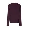 60 Unidades Suéter de Punto de Lana Sin Costuras Yangtze Worsted de Manga Larga y Cuello Medio Alto para Mujer en Otoño e Invierno Color Sólido Cálido y Suave Camisa Base tipo Cera