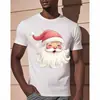 Camiseta Redonda de Manga Corta Estampada con Papá Noel - Moda Navideña Europea y Americana 2025