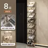 Sapateira multicamadas para apartamentos de aluguel, economizadora de espaço, organizador de sapatos fácil de usar para trás da porta, prateleira de armazenamento para dormitórios, sapateira inclinada elegante e moderna