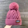 Gorro de lana de invierno con forro polar para mujer, gorro de punto cálido, engrosado, moderno, versátil, estiliza el rostro, protección para las orejas de doble capa, gorro de lana