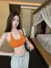Camiseta sin mangas deportiva versátil estilo chica picante americana, deseo puro, tirante halter, diseño de botones, corta, sin espalda