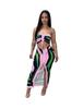 Y1109 Transfronterizo Amazon Europeo y Americano 2024 Conjunto de Falda Larga Sexy Fruncida con Cordón y Abertura Estampada para Mujer Chica Caliente