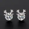 Temblores de mano rápidos aretes de moissanita en vivo aretes de diamante de color aretes de cabeza de vaca aretes simples de diamante Mosan una generación de cabello