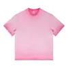 Exportar algodão 260g lavagem pesada água gradiente bicolor manga curta solta plus size transfronteiriça retrô europeia e americana camiseta marca de tendência