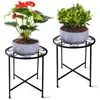 Soporte Redondo para Plantas de Exterior Soporte de Flores de Hierro Soporte para Plantas, Soporte Negro Decorativo para Plantas de Interior