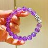 Pulsera de Plata 925 Pixiu 10mm Hielo Casi Vítreo Permeable Amatista Púrpura Lavanda Claro Natural