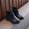 Outono e Inverno 2025 Novas Botas de Couro Pequenas Casuais da Moda de Cor Sólida para Crianças Meninos Casuais Mais Fáceis de Combinar Botas com Solado Macio Trbottomy