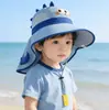 Chapéus Infantis para Exterior, Chapéus Infantis de Verão com Desenhos Animados, Chapéus com Aba Larga e Proteção de Nuca, Chapéus de Sol para Meninos e Meninas, Chapéus de Sol de Dinossauro