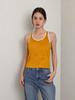 Top Popular de Verano de Hilo Tejido con Almohadilla en el Pecho, Estilo sin Mangas, Forma de I, Color Contrastante, Cuello en U para Mujer