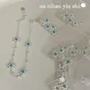Pulsera de Flor de Turquesa Azul de Plata S925 Ouni Han para Niñas, Dulce, Exquisita, Sencilla, Estilo Ins, Joyería de Diseño de Nicho