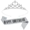 Conjunto Europeu e Americano Personalizado de Alça de Ombro de Coroa de Princesa Tiara Menina Faixa de Cabeça de Cristal Fita Coroa de Aniversário Suprimentos para Festa
