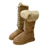 Botas de Nieve Cálidas Tendencia de Temperamento 2026 Estilo Coreano Con Felpa Gruesa Para Personas Bajas Con Cordones Suela Gruesa Caña Alta Botas de Algodón