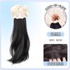 Peluca de Cola de Caballo para Mujer, Cabello Artificial Natural, Cola de Caballo Ondulada en Capas Color Rosa de Celebridad de Internet, Peluca Montada Lateralmente, Cola de Caballo Trenzada