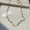 Colar de nicho colorido feminino, pulseira de flores de margaridas frescas, estilo ins, design de cor contrastante, acessórios de corrente de clavícula