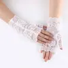 Guantes de Encaje Cortos sin Dedos de Marinero para Baile, Medio Dedo, Guantes para Conducir, Protección Solar, Cubre Cicatrices