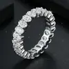 Amazon Temperamento Lujo Ligero Anillo de Diamante de Plata de Ley S925 Transfronterizo Fila Única Circonita Anillo de Boda Versátil Salida de Fábrica